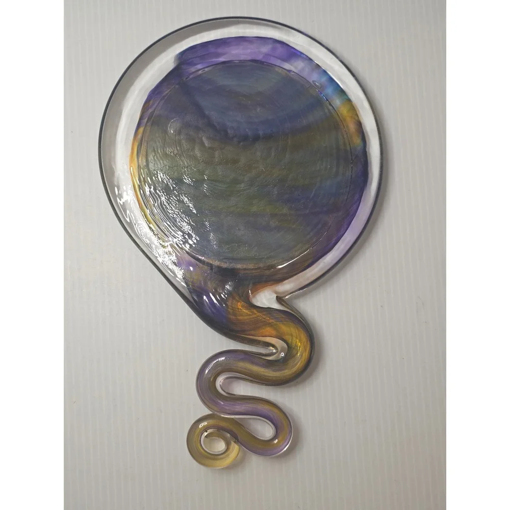 Kurt Carlson Art Glass Magic Mirror Signed 2000 Carlson Glassworks Purple